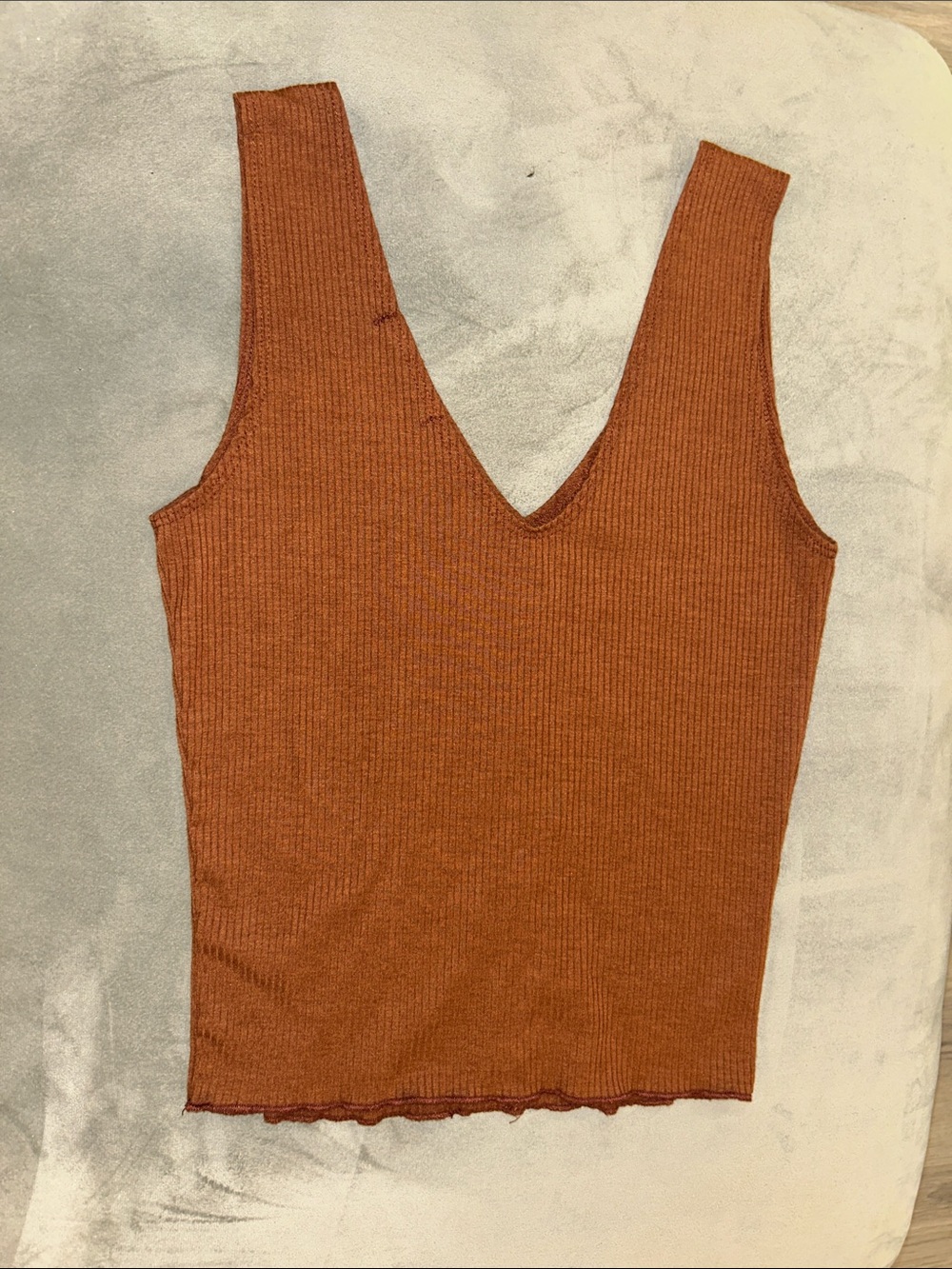 Caution To The Wind Rust Ribbed Button-Front V-Neck Tank - Picture 2 of 3